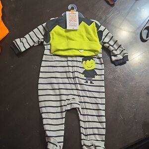 Halloween Costume Carter's Green and Gray Striped Monster Footie